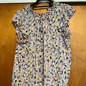 LOFT Multicolor Ruffle Sleeve Blouse